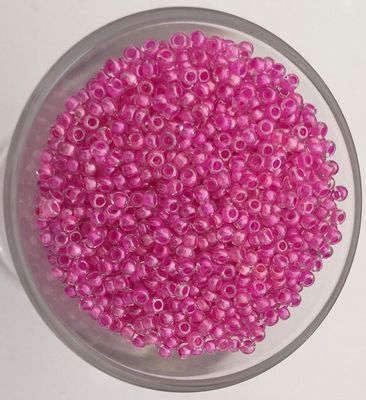 Seed Bead - Clear, Hot Pink Lined 11/0