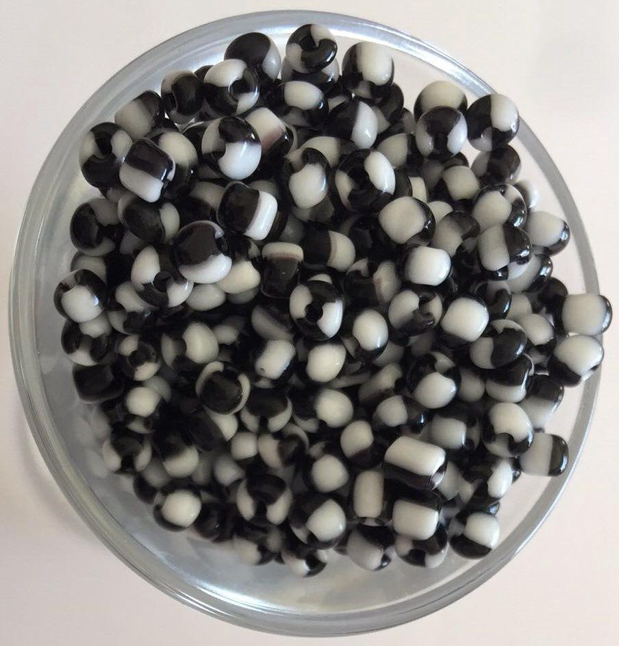 Seed Bead - Black &amp; White Stripe 6/0