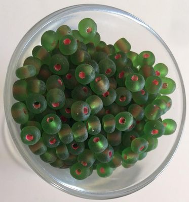 Seed Bead - Matte Green, Red Lined 6/0
