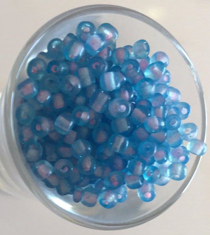 Seed Bead - Light Aqua, Pink Lined 6/0