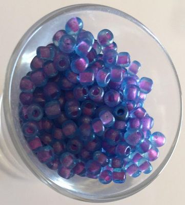 Seed Bead - Aqua, Pink Lined 6/0