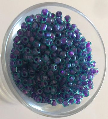 Seed Bead - Green, Purple Lined 8/0