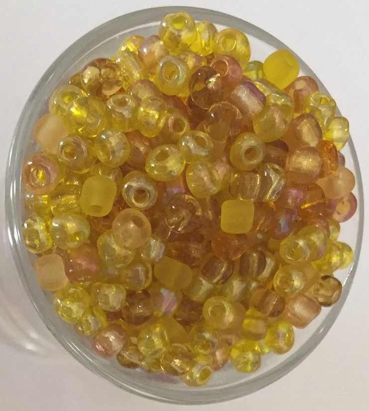 Seed Bead - Orange &amp; Yellow Mix 6/0