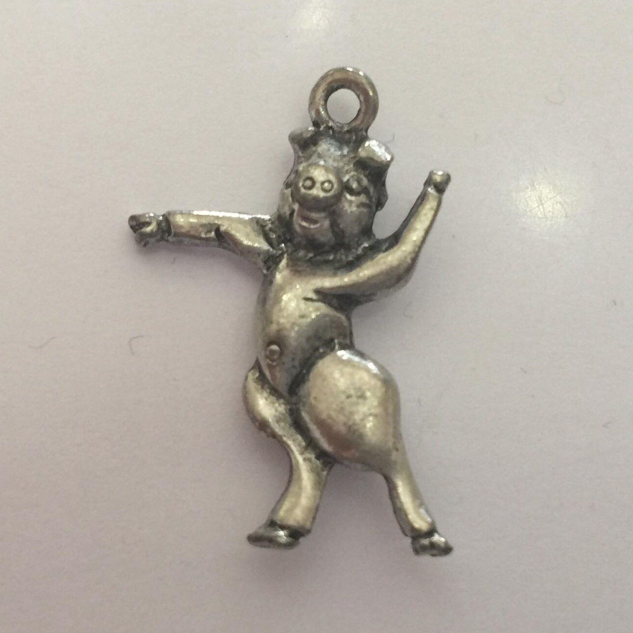 Pig Dancing Charm - Silver 24mm