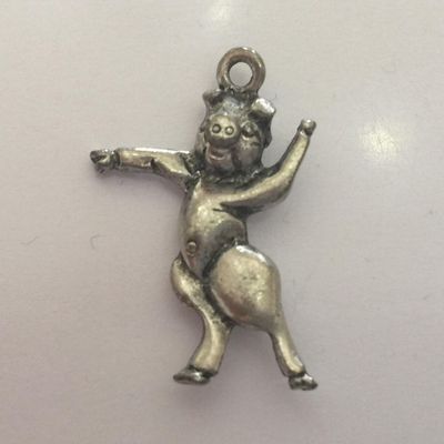 Pig Dancing Charm - Silver 24mm