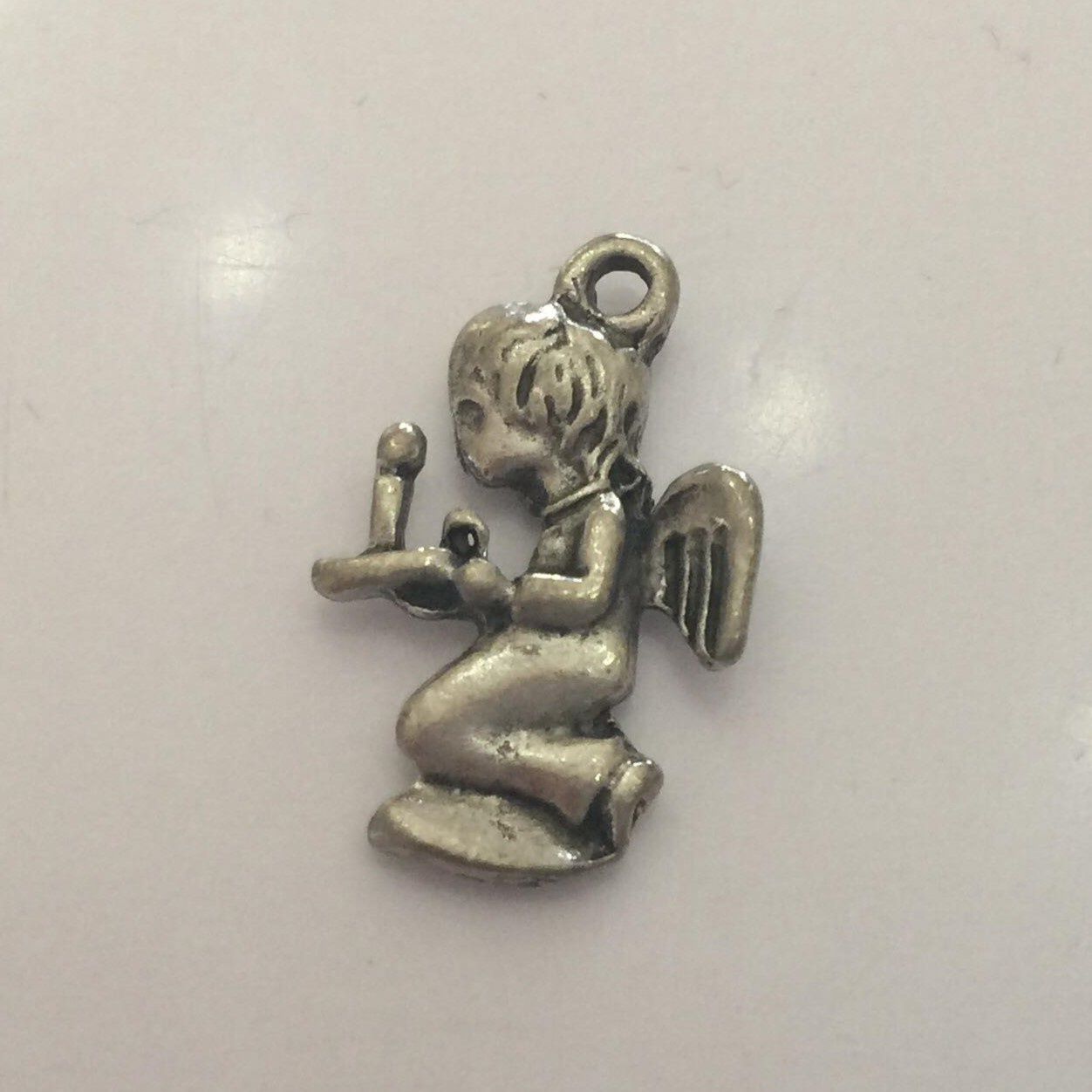 Kneeling Angel Charm - Silver 20mm