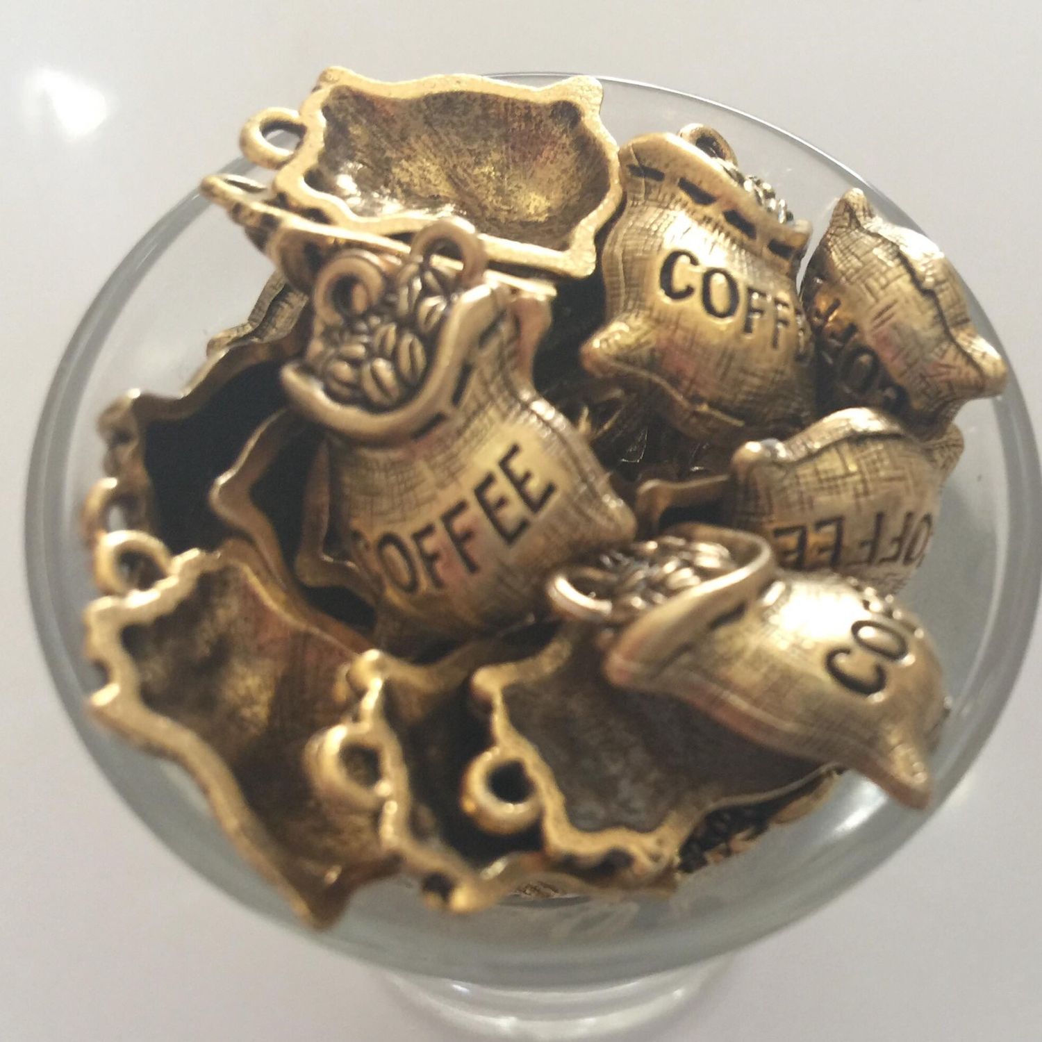Coffee Sack Charm - Gold 18mm