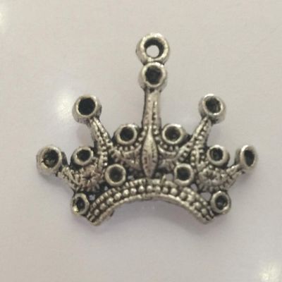 Tibetan Crown Charm - Antique Silver 21mm