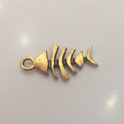 Fish Skeleton Charm - Gold 12x10mm