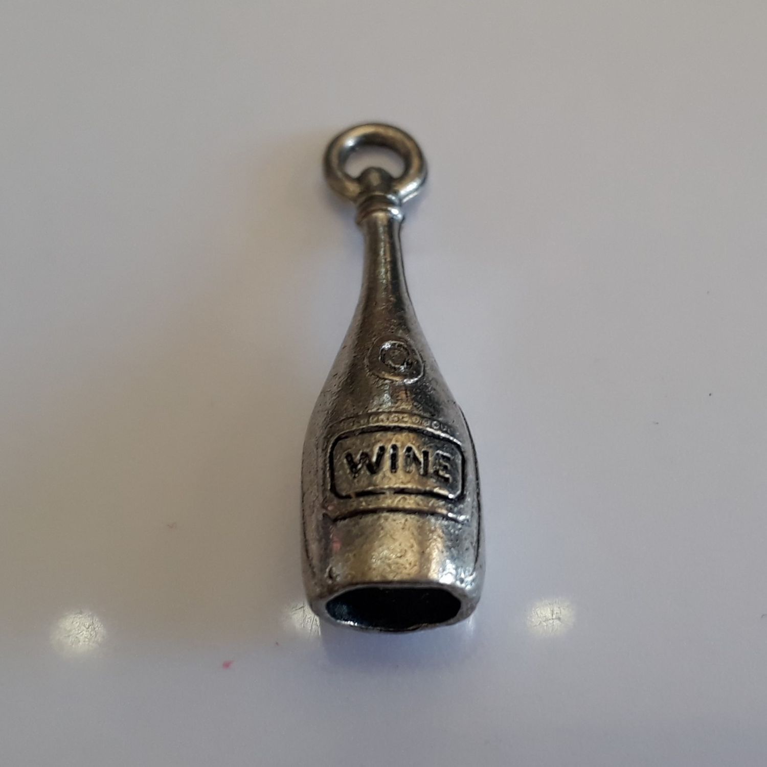 Wine Bottle Charm - Silver 28mm