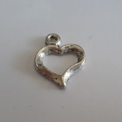 Open Heart Charm - Silver 17mm