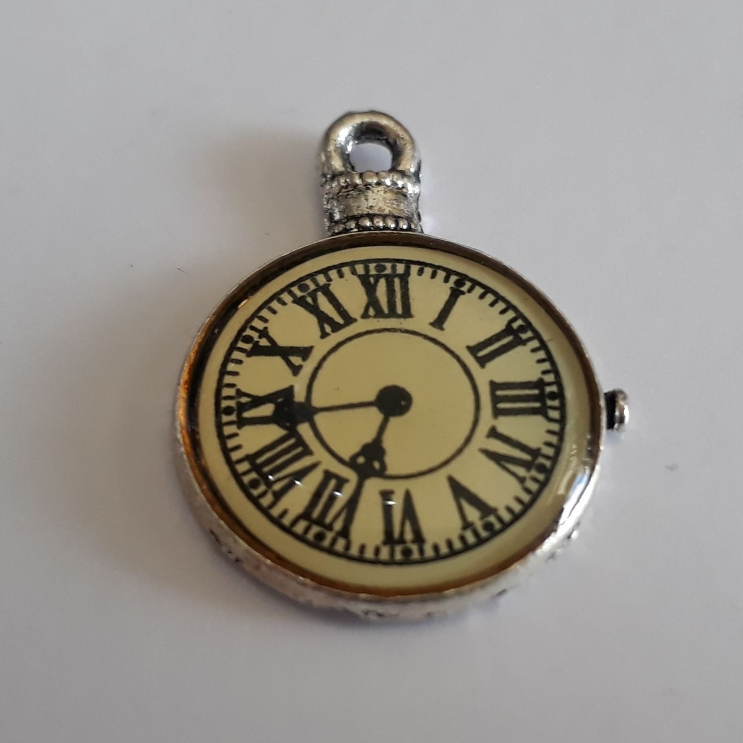 Fob Watch Charm - Silver 24mm