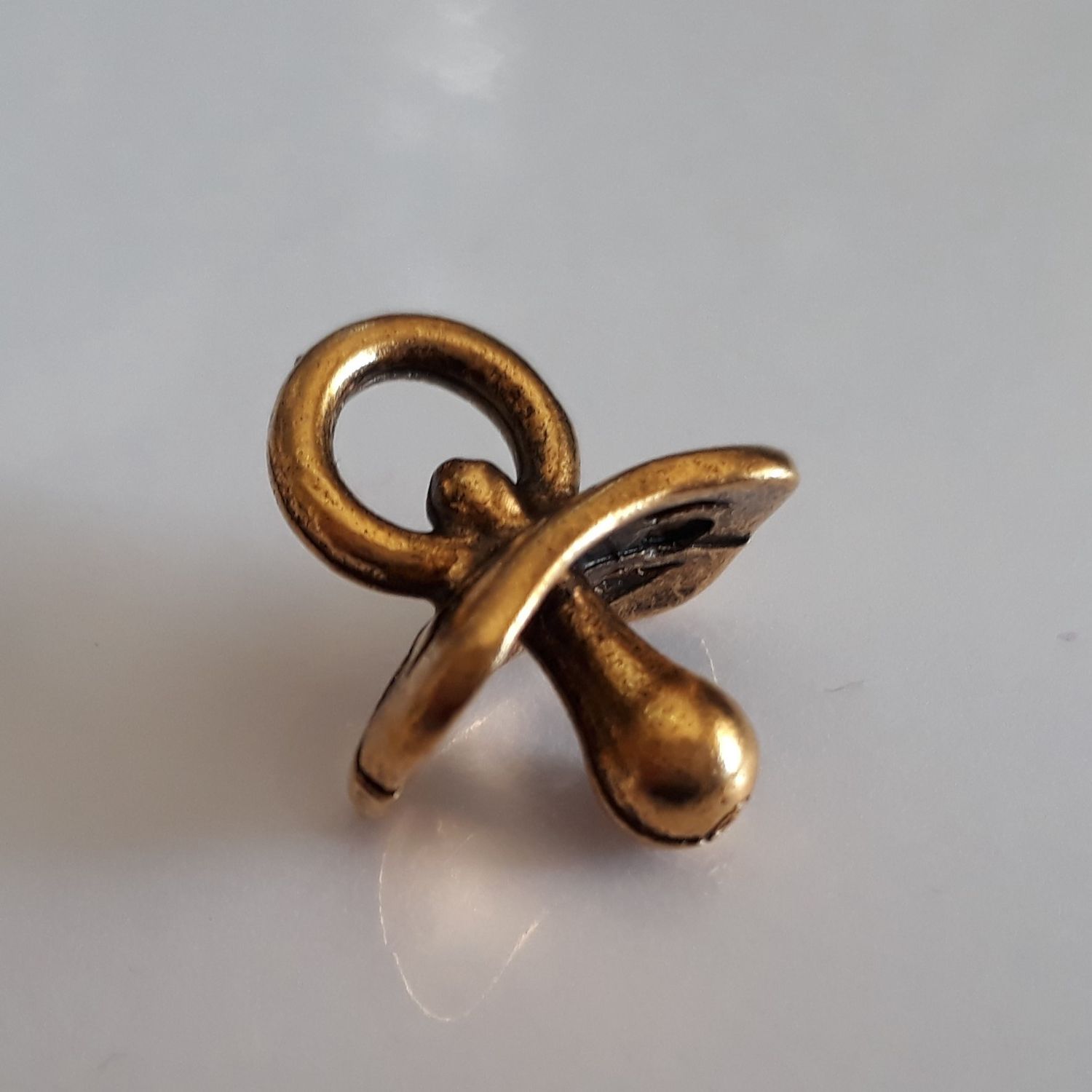 Baby Pacifier Charm - Gold 16mm
