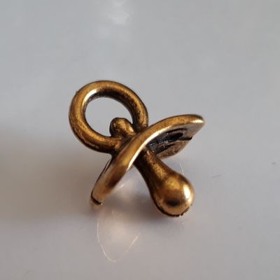 Baby Pacifier Charm - Gold 16mm