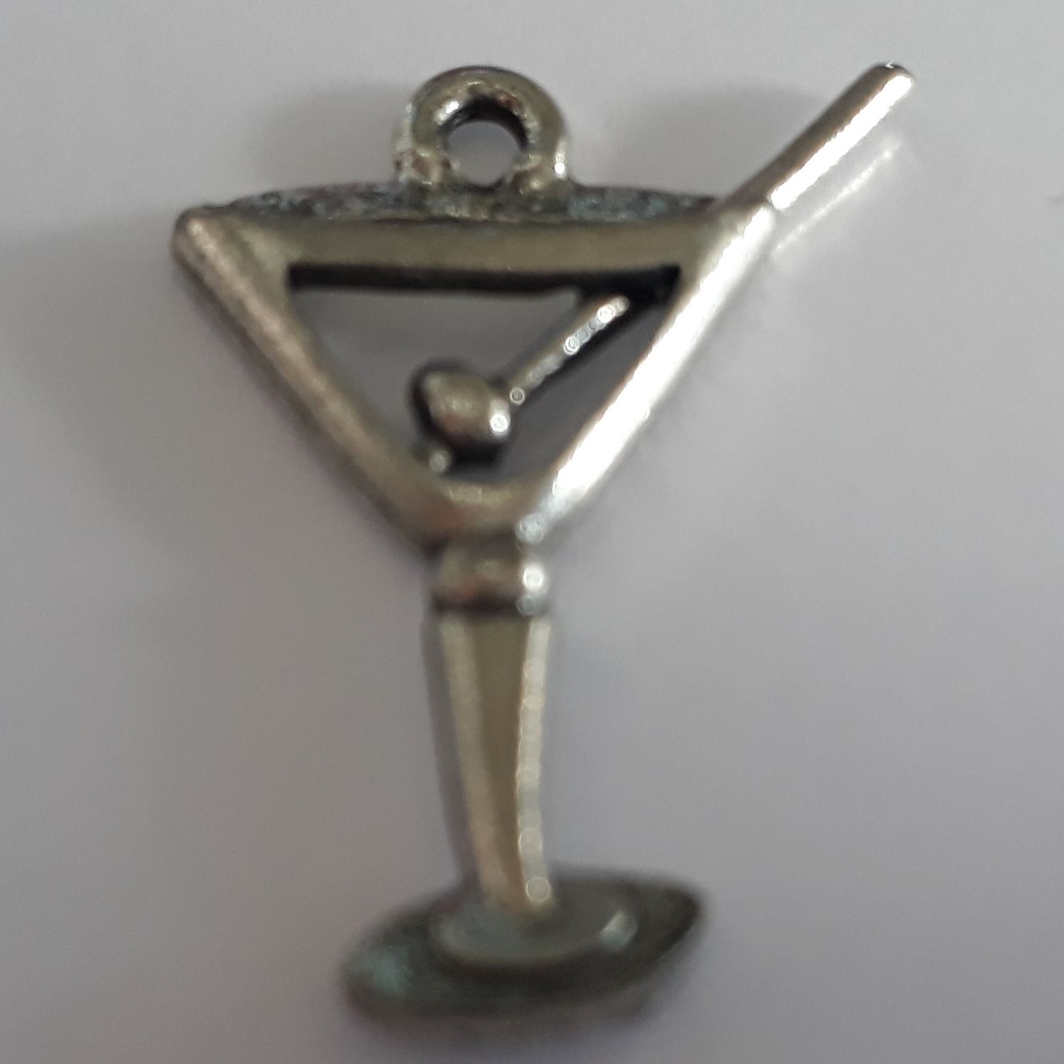 Martini Glass Charm - Silver 22mm