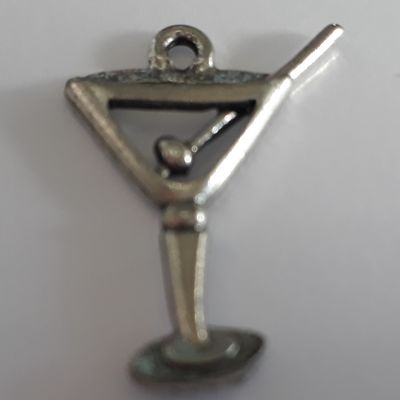 Martini Glass Charm - Silver 22mm
