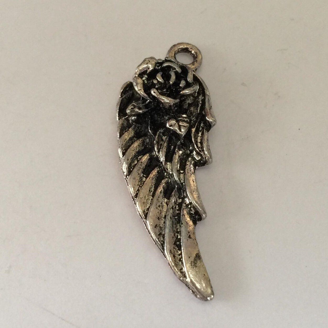 Wing With Rose - Silver 35x12mm