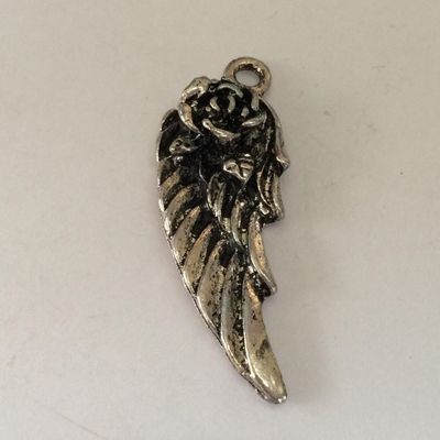 Wing With Rose - Silver 35x12mm