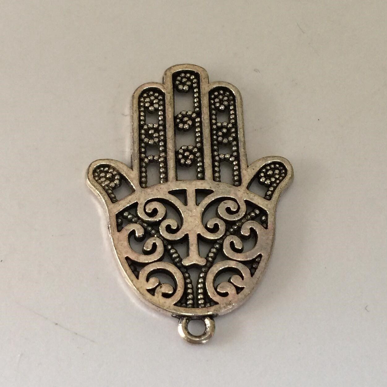 Hamsa Hand, Wide - Silver 30x25mm