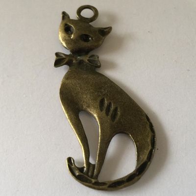 Cat Pendant - Brass 57mm