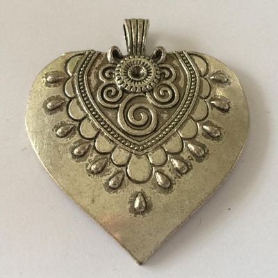 Heart Flat Pendant - Silver 50mm