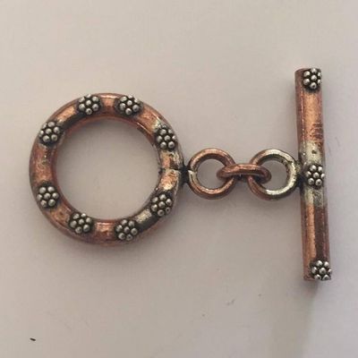 Flower Toggle - Copper Plated Silver 15mm