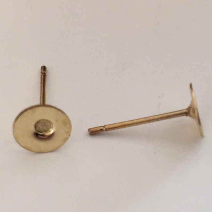 Flat Stud Post Earring Mount - Gold Ø6mm