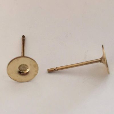 Flat Stud Post Earring Mount - Gold Ø6mm