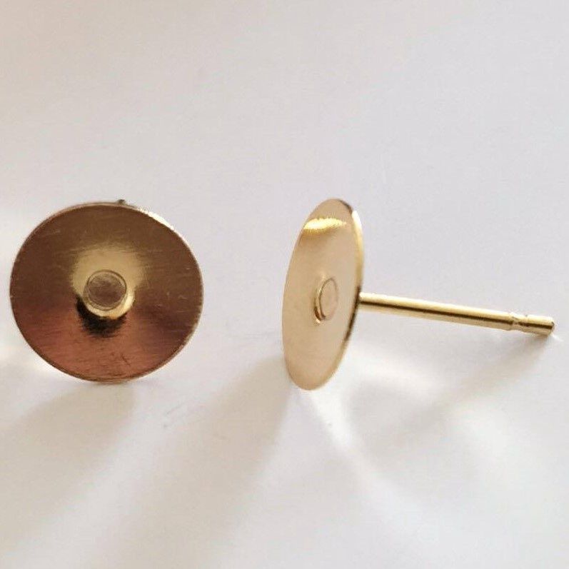 Flat Stud Post Earring Mount - Gold Ø8mm