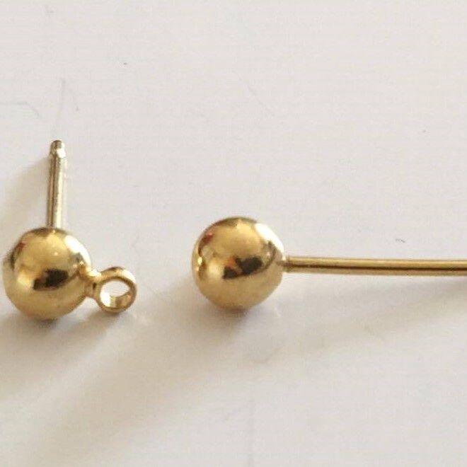 Ball Stud Drop Earring - Gold 3mm (Pair)