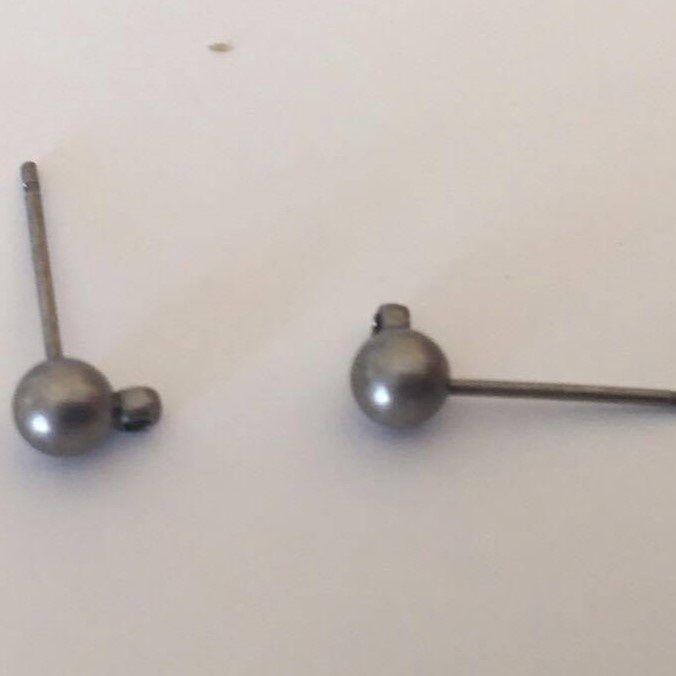 Ball Stud Drop Earring - Gunmetal 3mm (Pair)