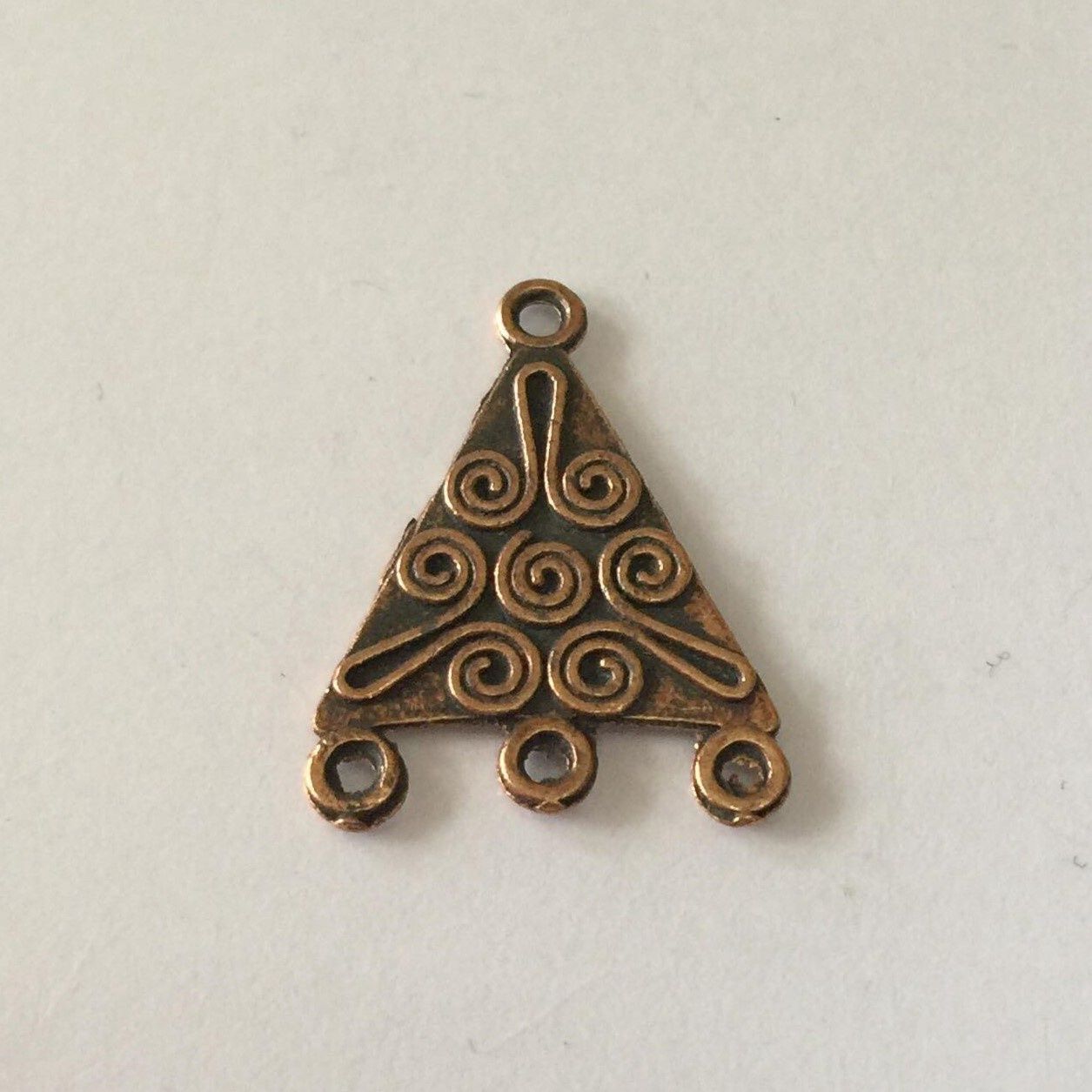 3 Hole Triangular BS Earring Fitting - Copper 21mm