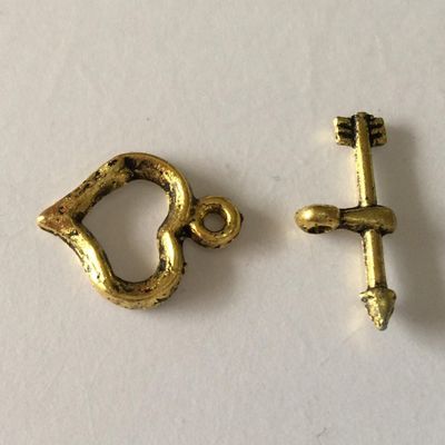 Toggle Clasp - Gold Heart 13mm