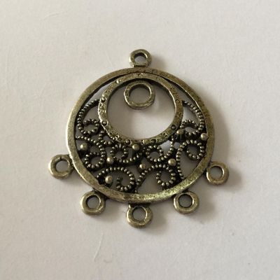 4 Hole Multi-Drop Earring Fitting - Silver 35x28mm