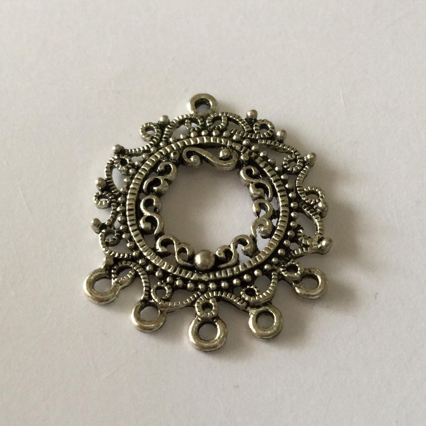 5 Hole Filigree Multi-Drop Earring Fitting - Silver 32x25mm