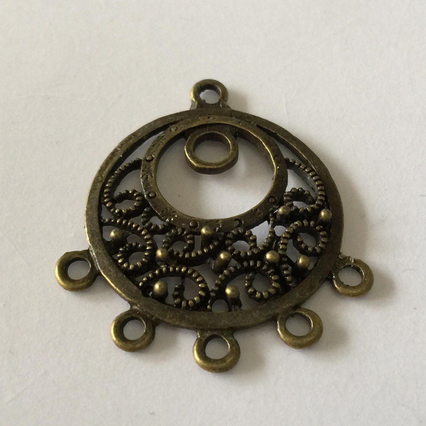 5 Hole Round Multi-Drop Earring Fitting - Antique Brass 35x26mm