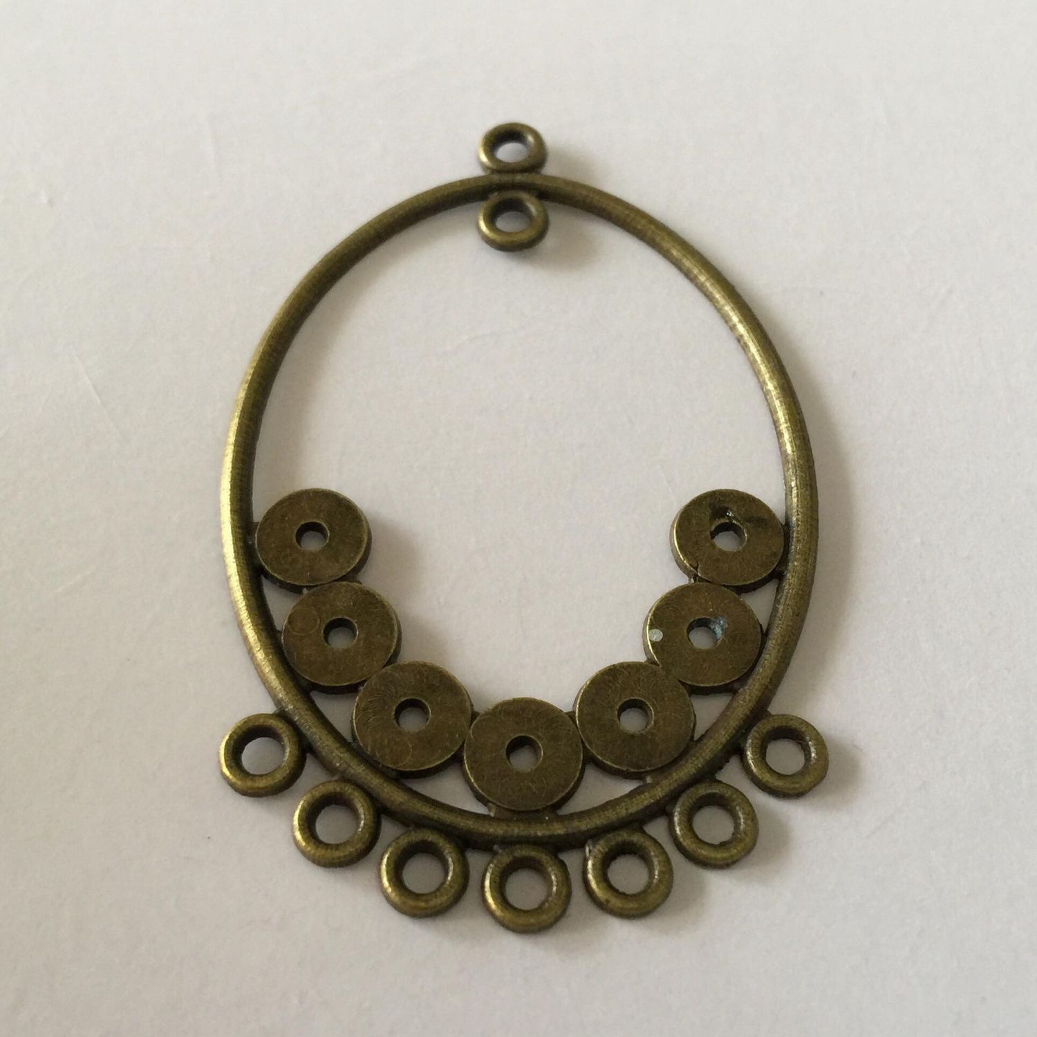 7 Hole Oval Multi-Drop Earring Fitting - Ant. Brass 50x35mm