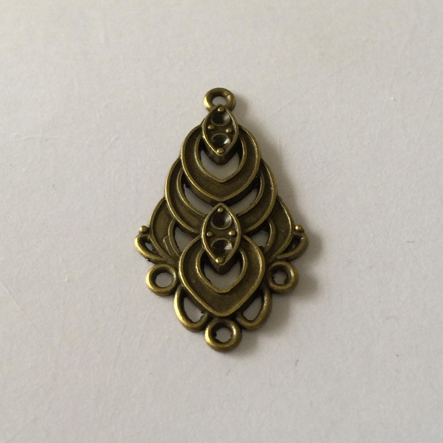 3 Hole Multi Drop Earring - Antique Brass 38x18mm
