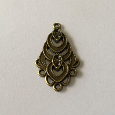 3 Hole Multi Drop Earring - Antique Brass 38x18mm