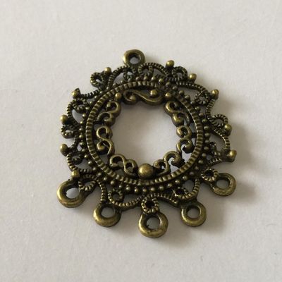 5 Hole Filigree Multi-Drop Earring Fitting - Ant. Brass 32x25mm