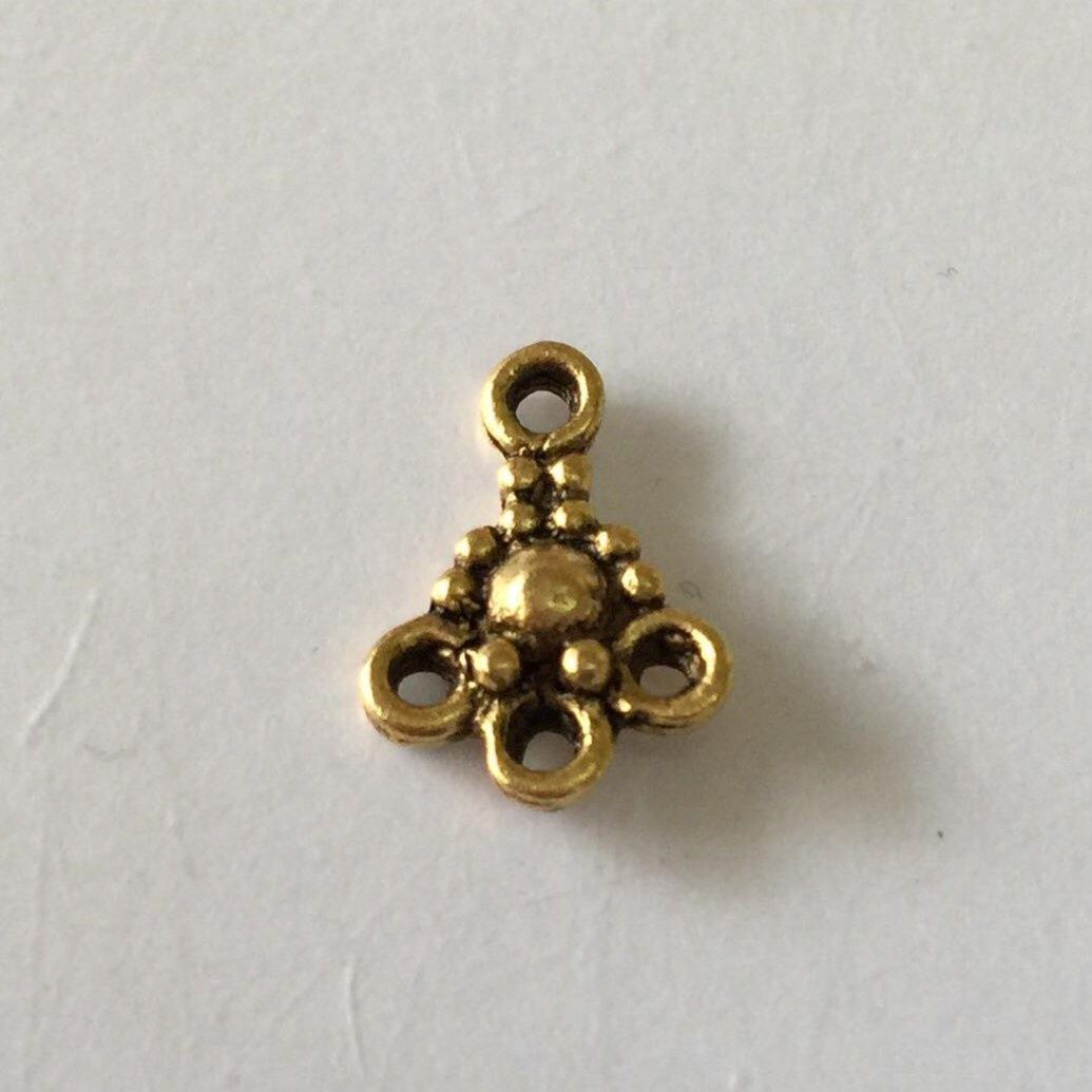 3 Hole Multi Drop Earring - Gold 12x8mm