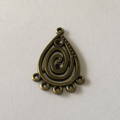 5 Hole Spiral Teardrop Multi Drop Earring - Antique Brass 28x15mm