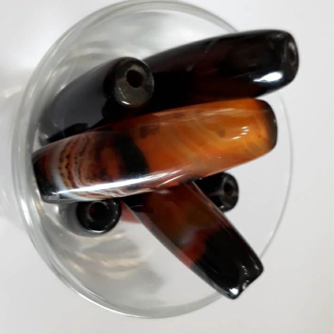 Banded Agate Drop - Dark Brown 30mm