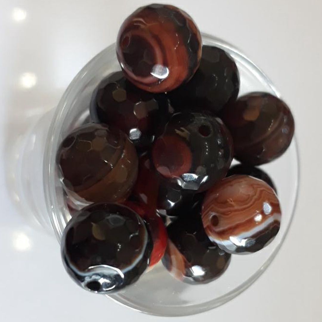 Faceted Agate Round - Expresso 12mm
