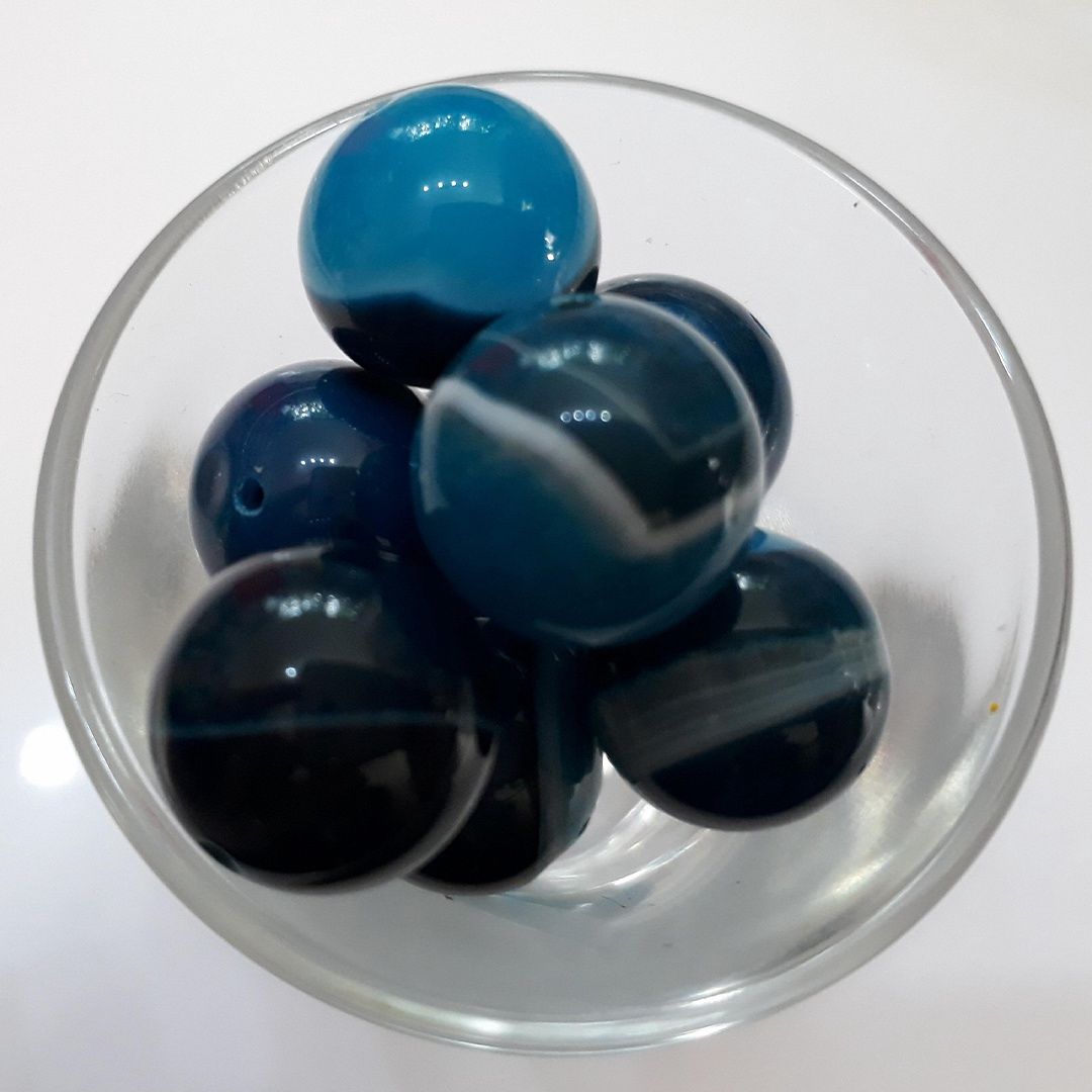 Banded Agate Round - Blue 14mm