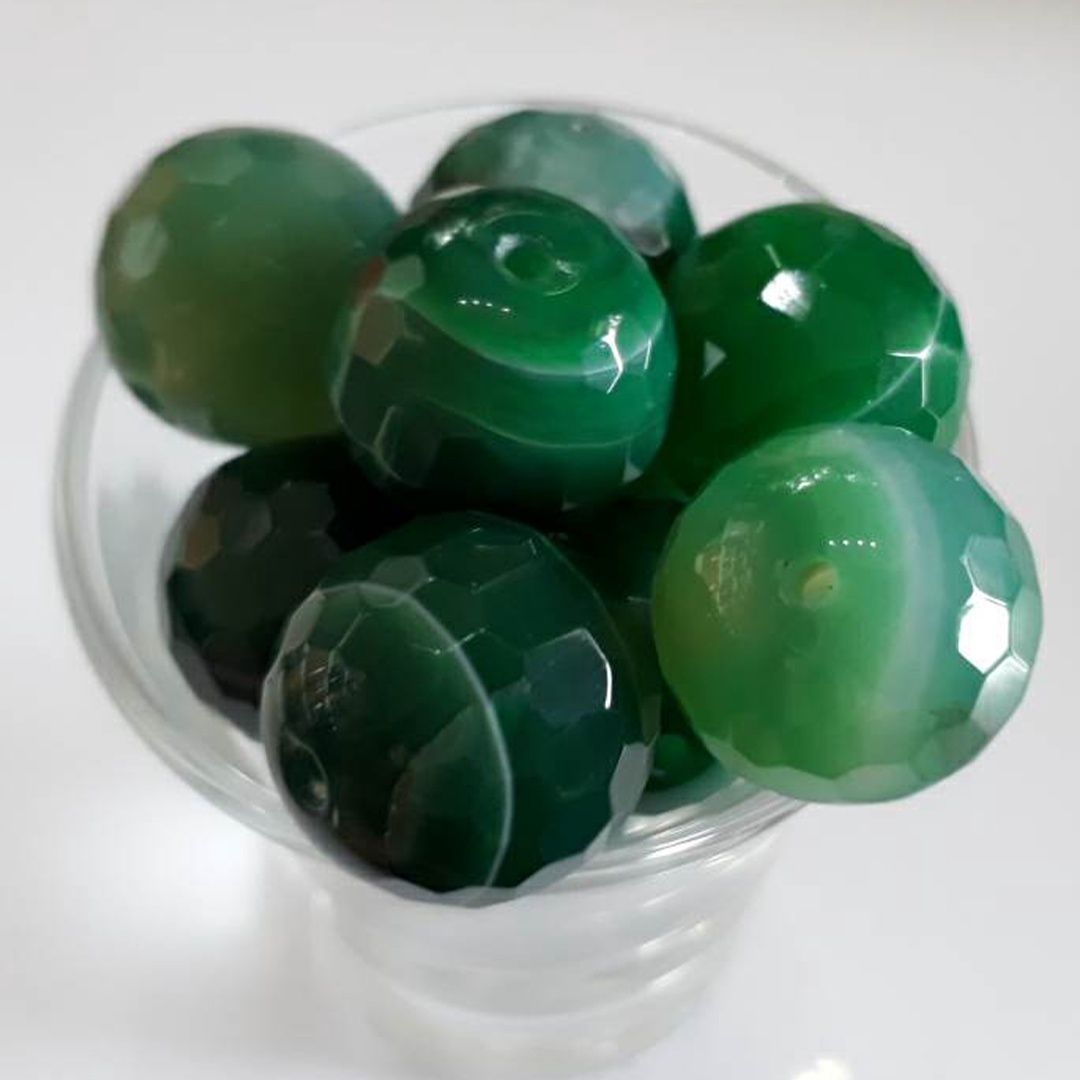 Faceted Banded Agate Round - Green 15mm