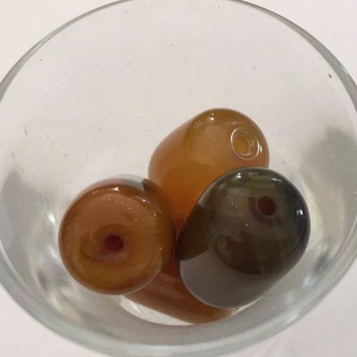 Burnt Agate Barrel - Amber 10x20mm