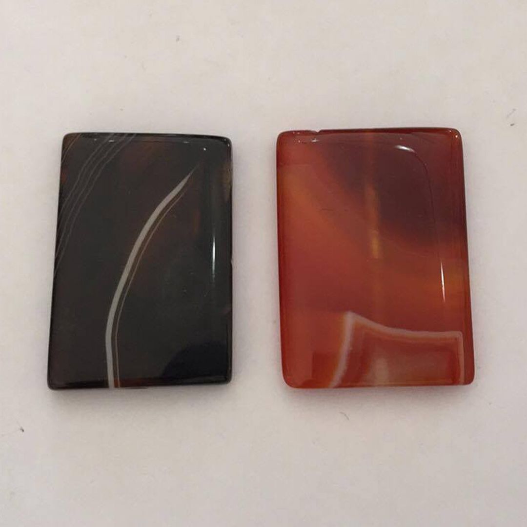 Agate Flat Rectangle - Red 34mm