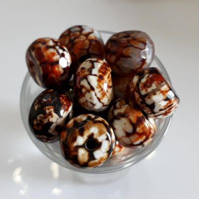 Burnt Agate Disc - Red/Brown 15x10mm