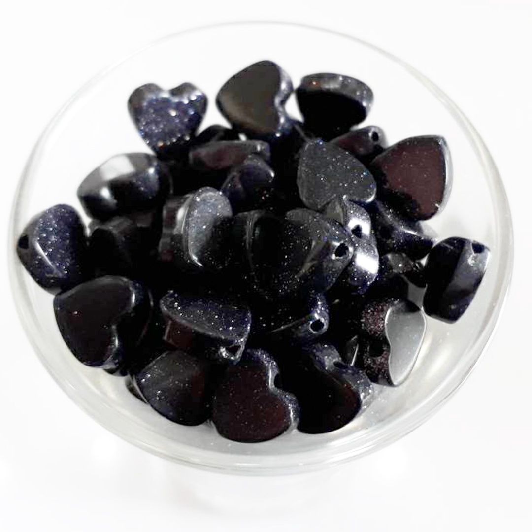Blue Goldstone Heart - 8mm